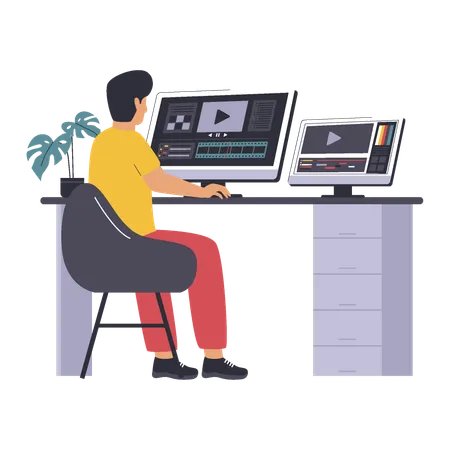Flat Vector Of Video Production Concept Illustration
