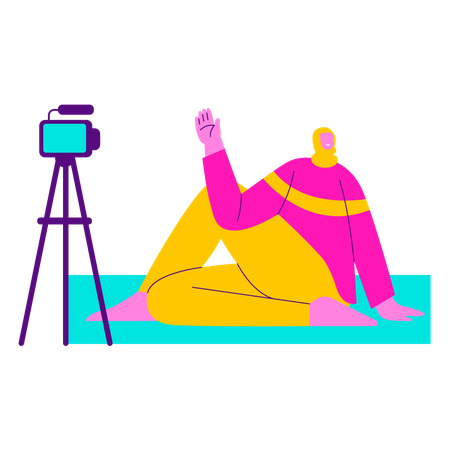 Filmando contenido de yoga  Ilustración