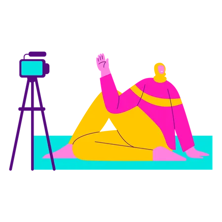 Filmando contenido de yoga  Ilustración