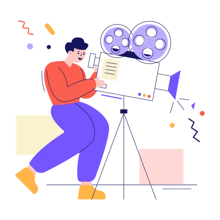 Homem fazendo filme  Ilustração