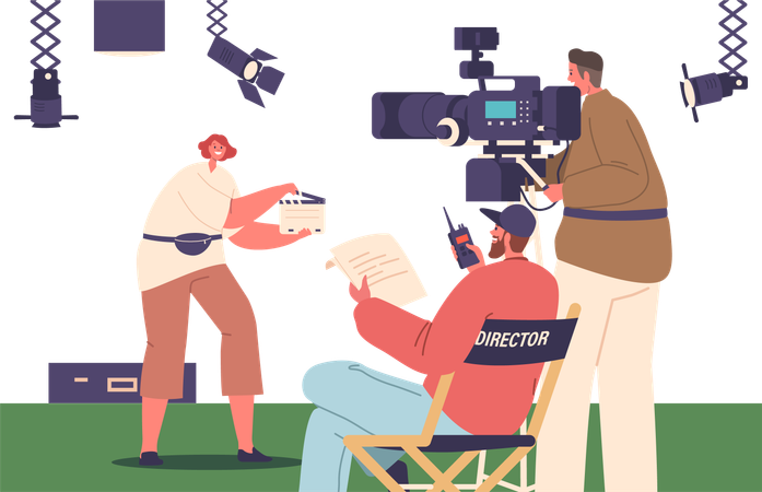 Filmmakers Meticulously Orchestrate Scenes  Illustration