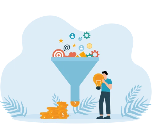 O Marketing Funnel filtra as respostas dos usuários  Ilustração