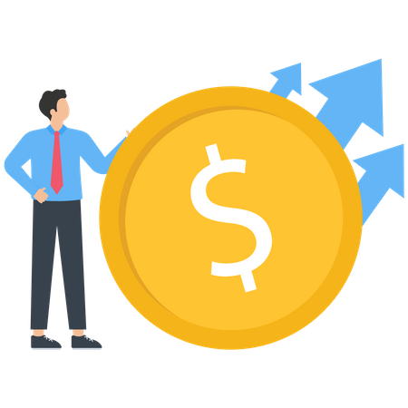 Empresário de crescimento financeiro analisando investimentos  Ilustração