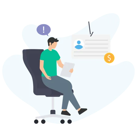 Finance Account holder checking information  Illustration