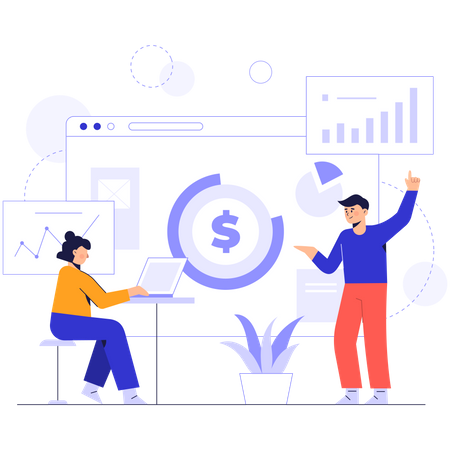 Finance analysis by employees Illustration