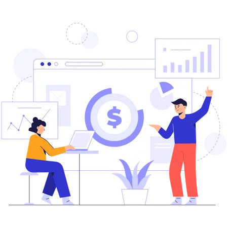 Finance analysis by employees Illustration