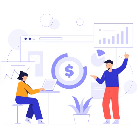 Finance analysis by employees  Illustration