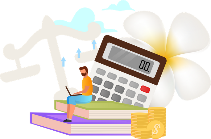 Finance consultant counting tax  Illustration