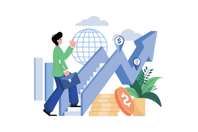 Finance Growth Illustration Concept On White Background Illustration