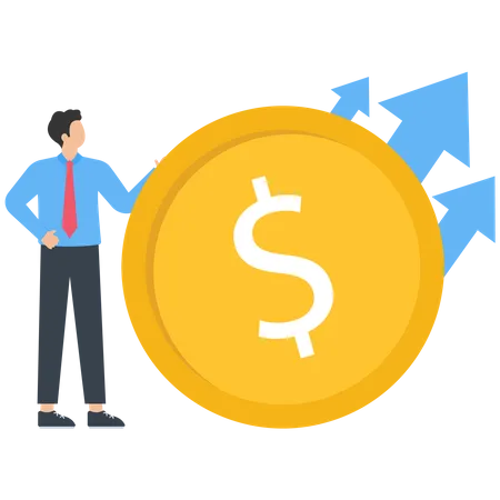 Finance growth Businessman analyzing investments  Illustration