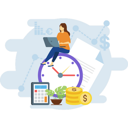 Finance management by employee Illustration