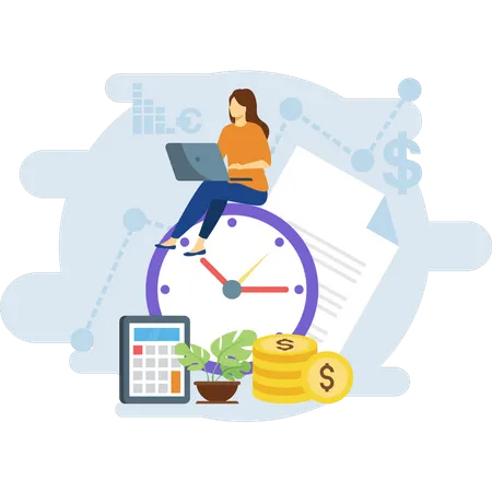 Finance management by employee  Illustration