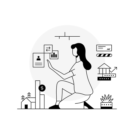 Finance manager doing analysis Illustration