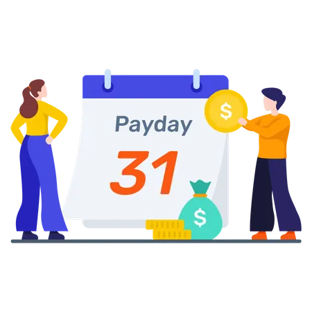 Finance manager paying salary of employees Illustration