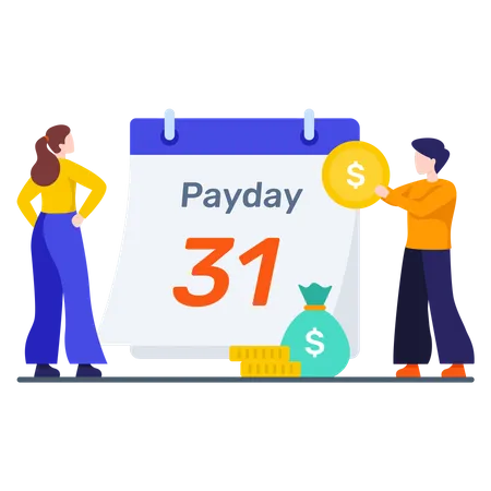 Finance manager paying salary of employees  Illustration