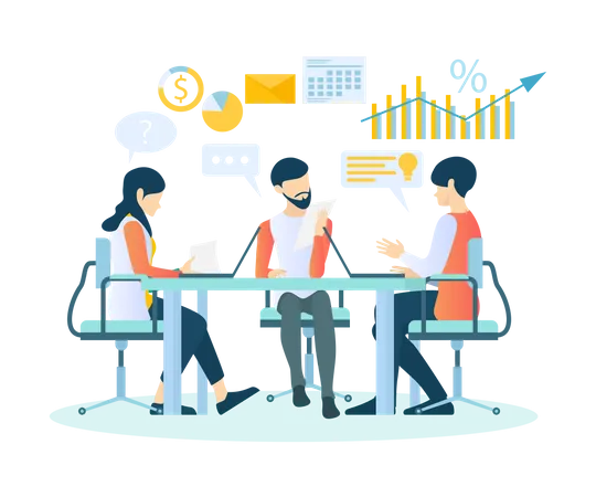 Flat Style Illustration Of Business And Financial Analysis Illustration