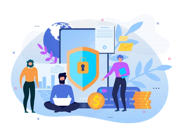 Finance security and Data protection Illustration