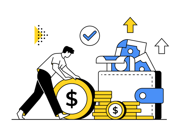 Financiador de negócios obtendo lucro com os negócios  Ilustração