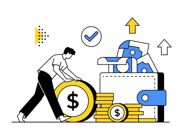 Financiador de negócios obtendo lucro com os negócios  Ilustração