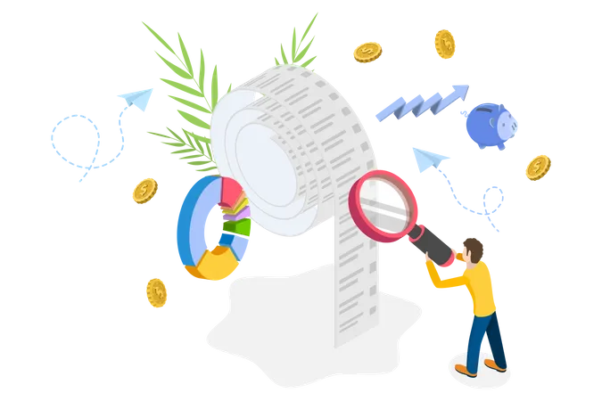 3 D Isometric Flat Vector Conceptual Illustration Of Financial Accounting Business Planning And Audit Illustration
