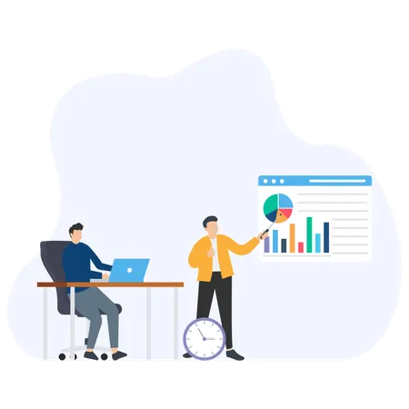 Financial Advisor Discussing on Analysis chart  Illustration