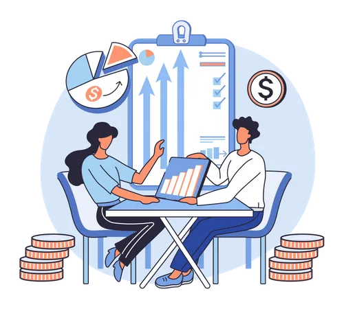 Financial advisor giving advice on investment  Illustration