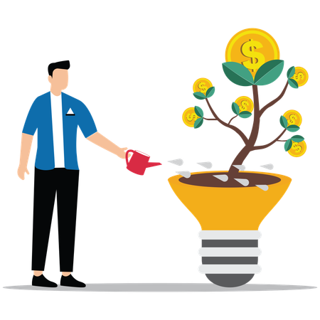 Financial advisor growing money plant  Illustration