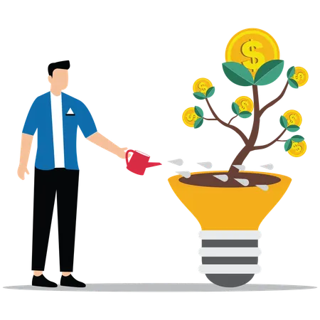 Financial advisor growing money plant  Illustration