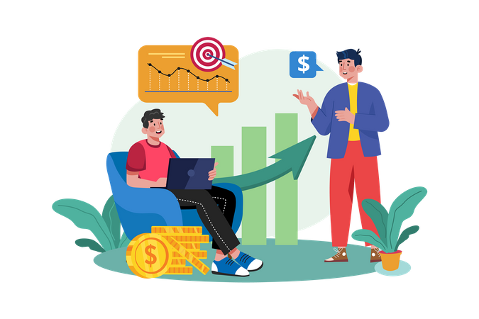 Financial advisor helping clients to manage their finances and investments  Illustration