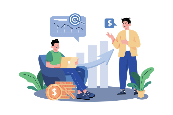 Financial advisor helping clients to manage their finances and investments  Illustration