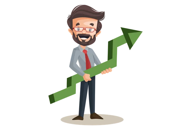 Financial advisor holding growth arrow in hand  Illustration