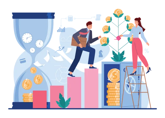 Financial Advisor Or Financier Concept Set Business Character Making Banking Operations And Control Financial Managemet Control And Modeling Isolated Flat Vector Illustration Illustration