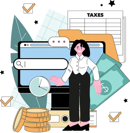 Financial advisor planning tax payment  Illustration