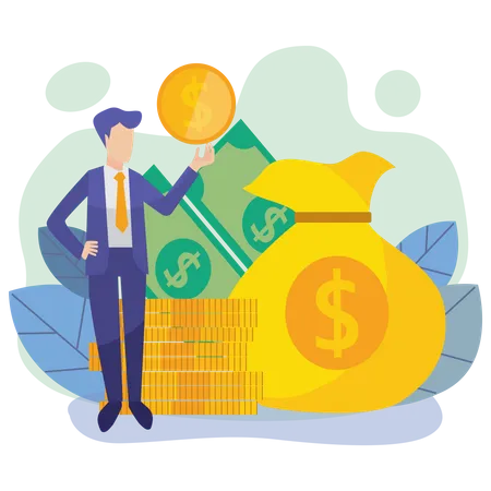 Investment Financial Business People Increasing Capital And Profits Wealth And Savings With Cartoon Characters Flat Vector Illustration Illustration