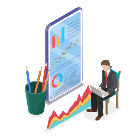 3 D Isometric Flat Vector Illustration Of Financial Analysis Stock Trading Planning Investment Strategy Item 2 Illustration