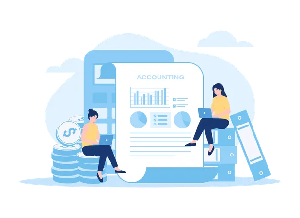 Financial Analysis Of Company Operations Marketing Business Trending Concept Flat Illustration Illustration