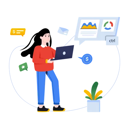 Flat Illustration Of Financial Analysis With High Resolution Illustration