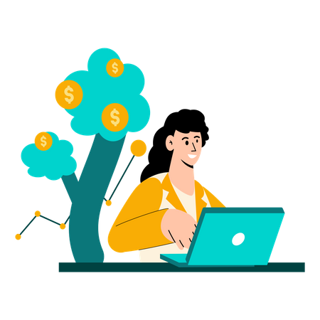 Financial analysis by businesswoman  Illustration