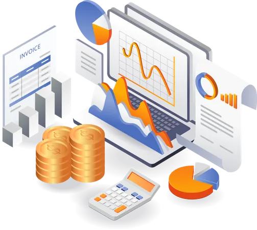 Financial Analysis Data On Investment Business Results And Invoice Reports Illustration