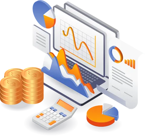Financial analysis data on investment  Illustration