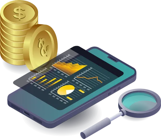 Financial Analysis of Business Using Smartphones  Illustration