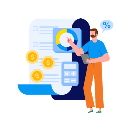 Financial Analysis with Chart Representation  Illustration