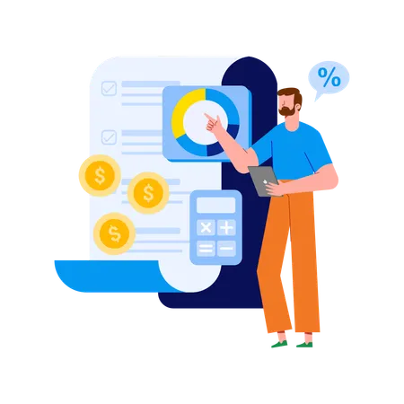 Financial Analysis with Chart Representation  Illustration