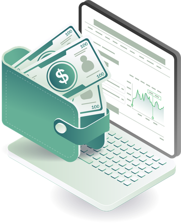 Financial analysis with wallet  Illustration