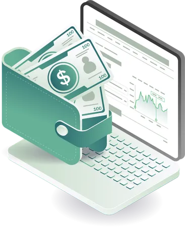 Financial analysis with wallet  Illustration