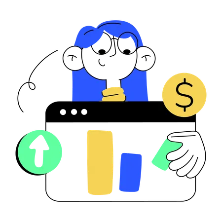 Easy To Edit Doodle Mini Illustration Of A Financial Analyst イラスト