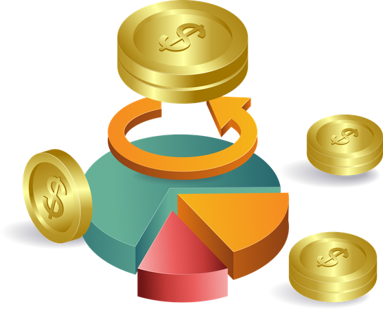 Financial analyst data pie chart rotation  Illustration