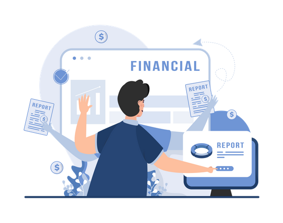 Financial analyst doing multitasking  Illustration