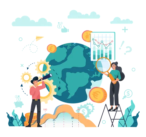 Financial Analyst Or Consultant Business Character Making Financial Operation Calculator Investment Research And Contract Isolated Flat Vector Illustration イラスト