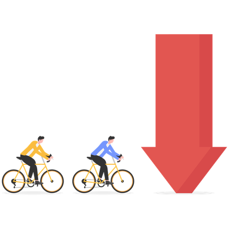 Financial breakdown causing down arrow  Illustration